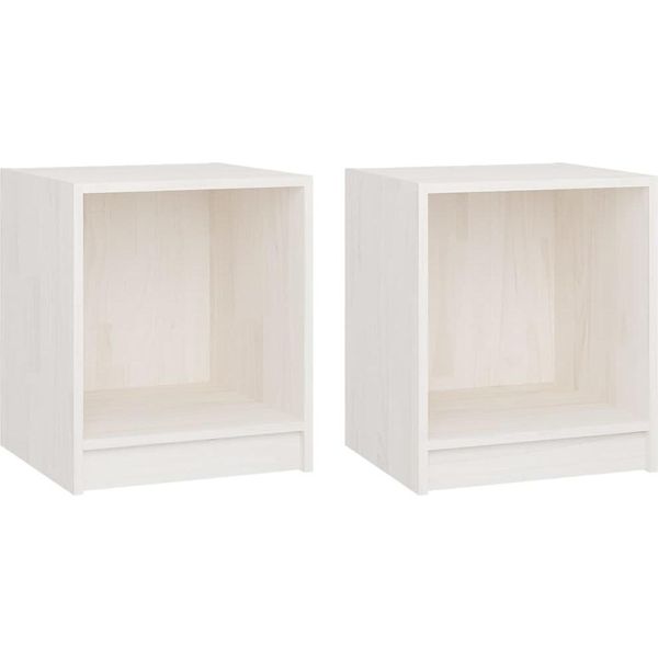Syfax™ Comodini 2 Pz Bianchi 35,5X33,5X41,5 Cm Legno Massello Di Pino-image