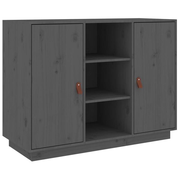 Syfax™ Credenza Grigia 100X40X75 Cm In Legno Massello Di Pino-image