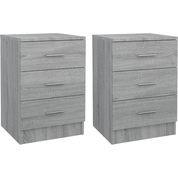 Syfax™ Comodini Grigio Sonoma 2 Pz 38X35X56 Cm In Legno Multistrato-image