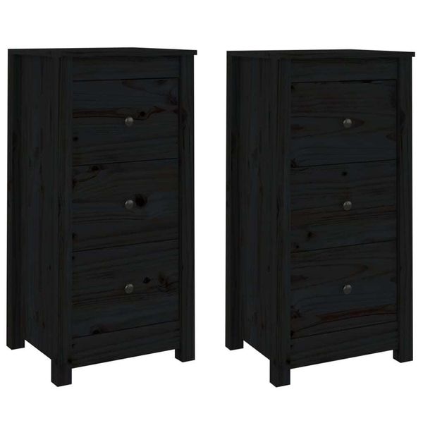 Syfax™ Credenze 2 Pz Nere 40X35X80 Cm In Legno Massello Di Pino-image