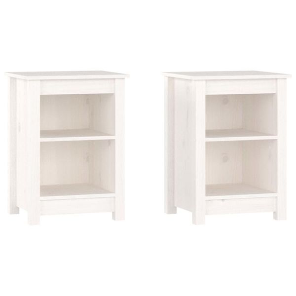 Syfax™ Comodini 2 Pz Bianchi 40X35X55 Cm In Legno Massello Di Pino-image