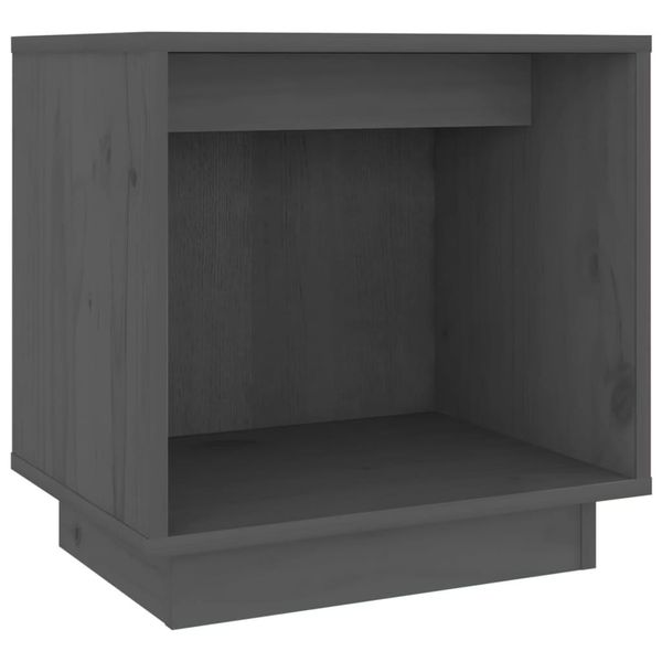 Syfax™ Comodino Grigio 40X30X40 Cm In Legno Massello Di Pino-image
