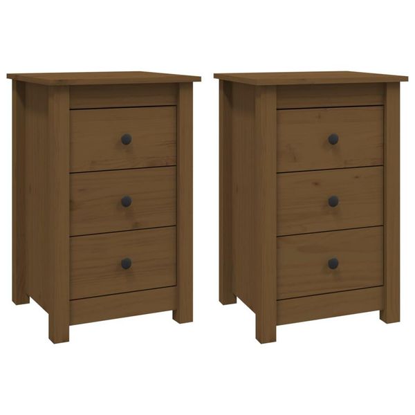 Syfax™ Comodini 2 Pz Ambra 40X35X61,5 Cm In Legno Massello Di Pino-image