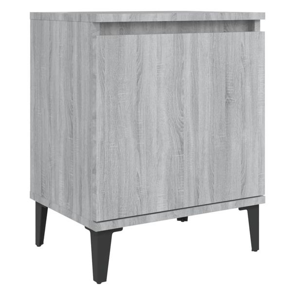 Syfax™ Comodino Con Gambe In Metallo Grigio Sonoma 40X30X50 Cm-image