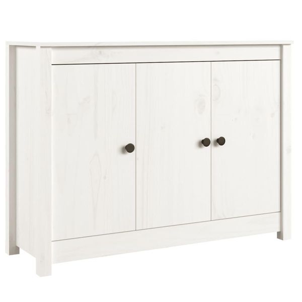Syfax™ Credenza Bianca 100X35X74 Cm In Legno Massello Di Pino-image