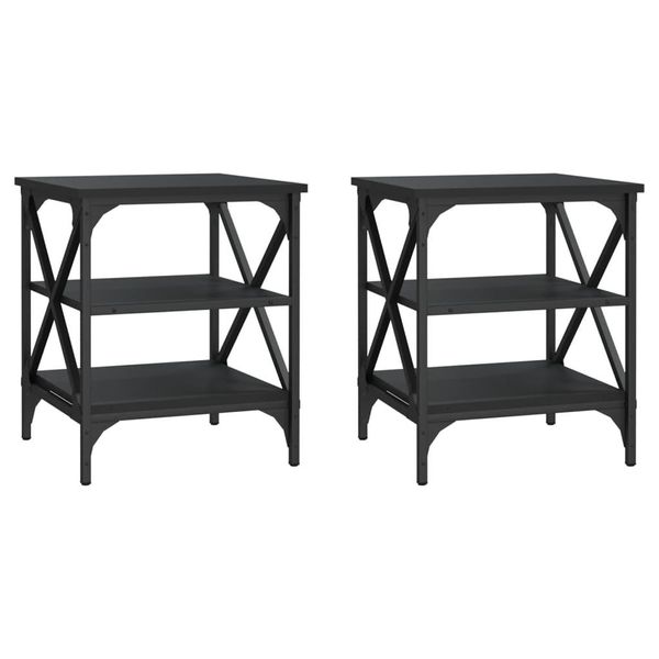 Syfax™ Tavolini 2 Pz Neri 40X42X50 Cm In Legno Multistrato-image
