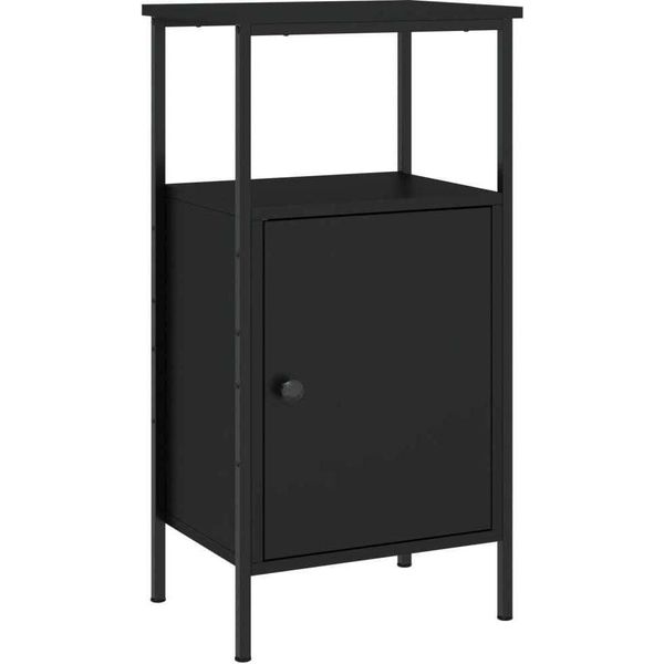 Syfax™ Comodino Nero 41X31X80 Cm In Legno Multistrato-image
