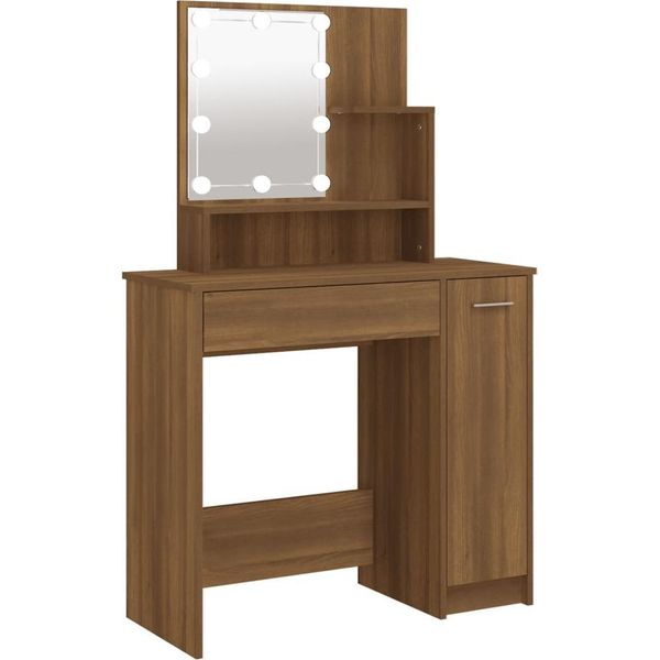 Syfax™ Toeletta Con Led Rovere Marrone 86,5X35X136 Cm-image