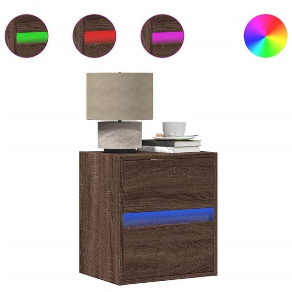 Syfax™ Mobile Tv A Parete Con Luci Led Rovere Marrone 41X31X45 Cm-image
