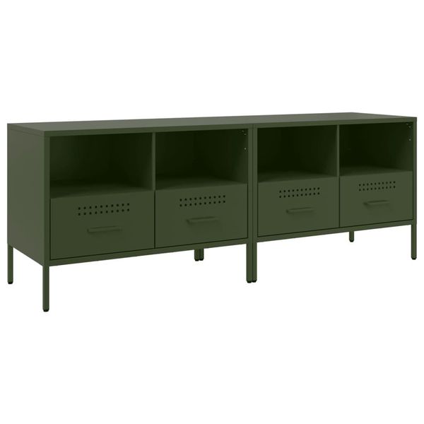 Syfax™ Mobili Tv 2Pz Verde Oliva 68X39X50,5 Cm In Acciaio-image