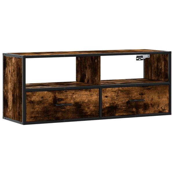 Syfax™ Mobile Tv Rovere Fumo 100X31X39,5Cm Legno Multistrato E Metallo-image