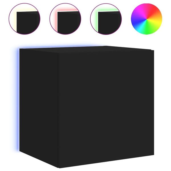 Syfax™ Mobile Tv A Parete Con Luci Led Nero 40,5X35X40 Cm-image