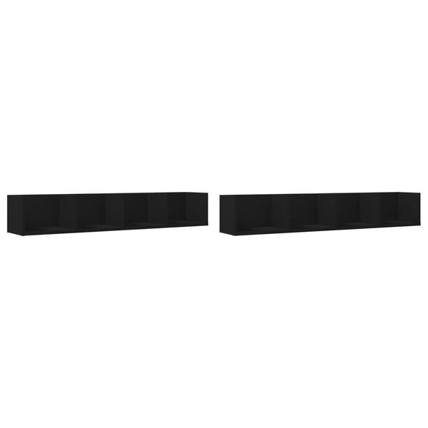 Syfax™ Mobili Parete 2 Pz Neri 99X18X16,5 Cm In Legno Multistrato-image