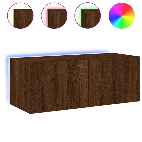 Syfax™ Mobile Tv A Parete Con Luci Led Rovere Marrone 80X35X31 Cm-image