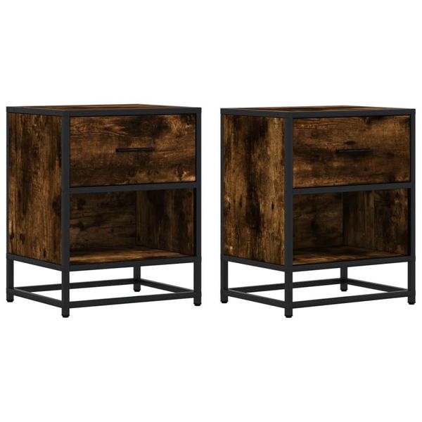Syfax™ Comodini Rovere Fumo 2 Pz 40X31X50 Cm In Truciolato-image