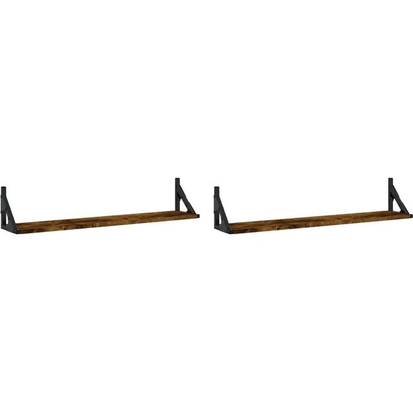 Syfax™ Mensole Parete 2Pz Rovere Fumo 80X15X15,5 Cm Legno Multistrato-image