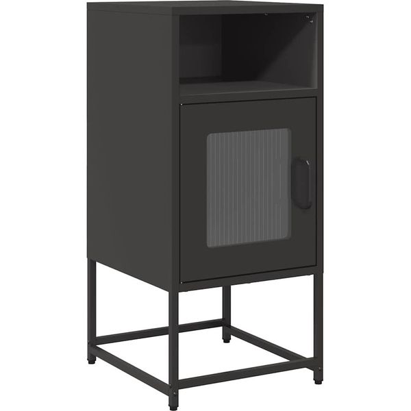 Syfax™ Comodino Nero 36X39X78 Cm In Acciaio Laminato A Freddo-image