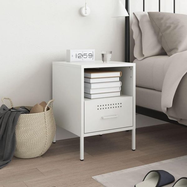 Syfax™ Comodino Bianco 36X39X50,5 Cm In Acciaio-image