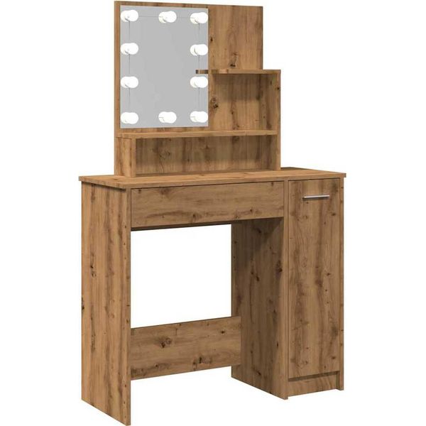 Syfax™ Toeletta Con Led Rovere Artigianale 86,5X35X136 Cm-image