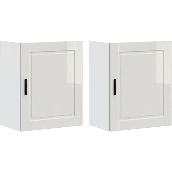 Syfax™ Pensili Da Cucina 2 Pz Porto Bianco Lucido In Legno Multistrato-image