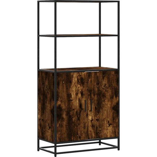 Syfax™ Credenza Rovere Fumo 68X35X139 Cm Legno Multistrato Metallo-image