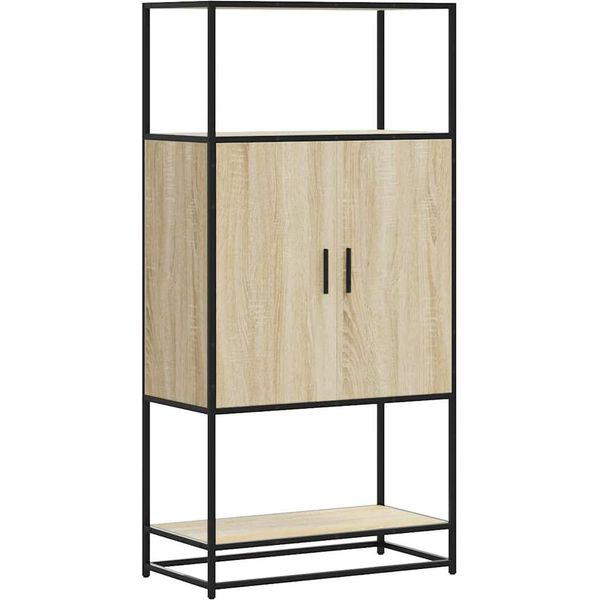 Syfax™ Credenza Rovere Sonoma 68X35X139 Cm Legno Multistrato Metallo-image