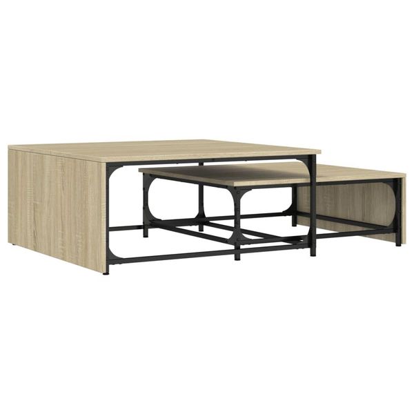 Syfax™ Tavolini Impilabili 2Pz Rovere Sonoma In Multistrato E Metallo-image