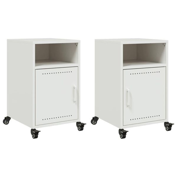 Syfax™ Comodini 2 Pz Bianchi 36X39X59 Cm In Acciaio-image