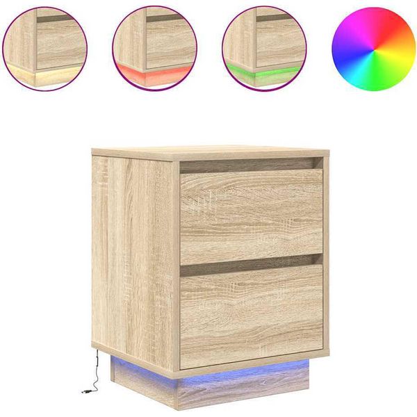 Syfax™ Comodino Con Luci Led Rovere Sonoma 38X34X50 Cm-image