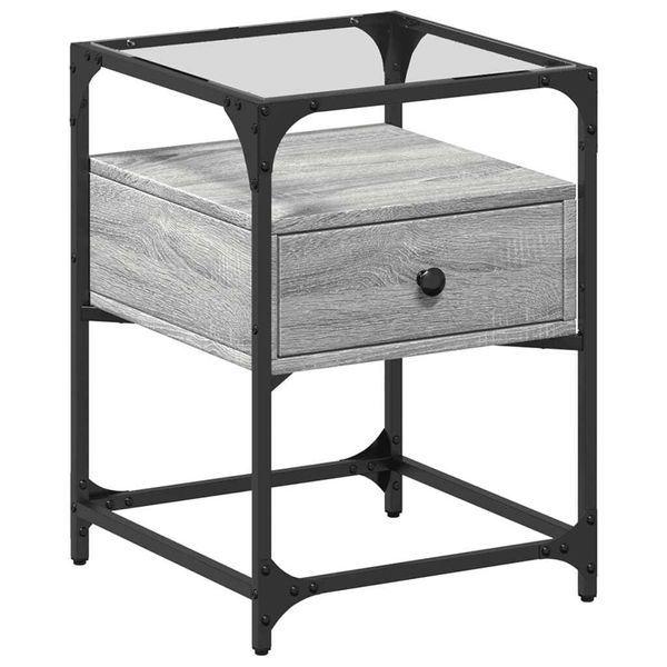 Syfax™ Comodino Grigio Sonoma 40X40X55 Cm In Legno Multistrato-image