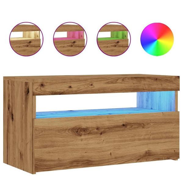 Syfax™ Mobile Porta Tv Con Led Artigianale 75X35X40 Cm Multistrato-image
