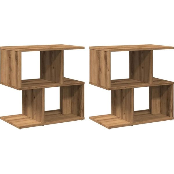 Syfax™ Comodini 2Pz Rovere Artigianale 50X30X51,5 Cm Legno Multistrato-image