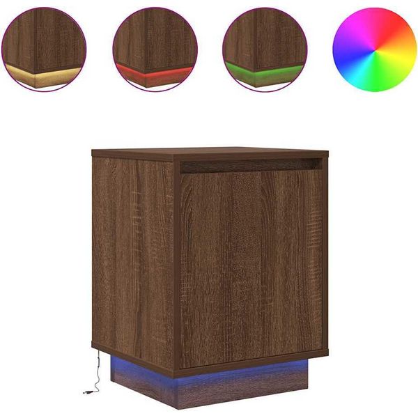 Syfax™ Comodino Con Luci Led Rovere Marrone 38X34X50 Cm-image