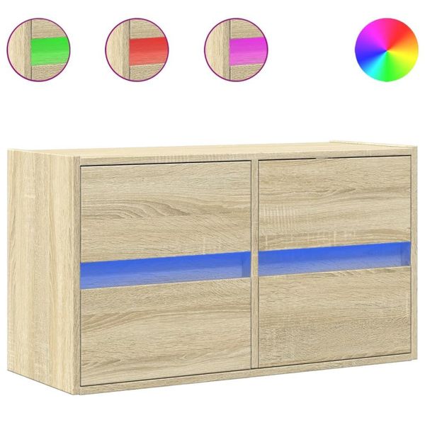 Syfax™ Mobile Tv A Parete Con Luci Led Rovere Sonoma 80X31X45 Cm-image