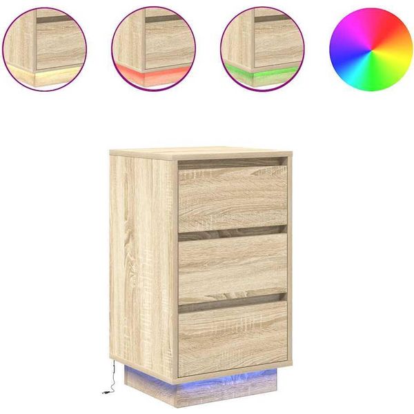 Syfax™ Comodino Con Luci Led Rovere Sonoma 38X34X65 Cm-image