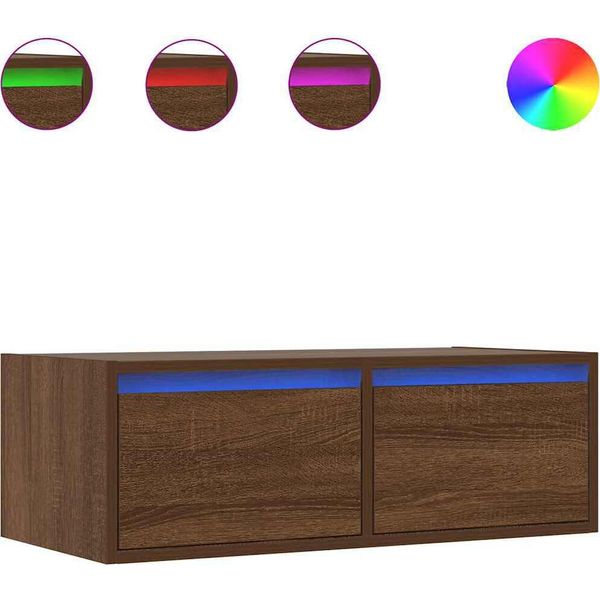 Syfax™ Mobile Porta Tv Con Luci Led Rovere Marrone 75X35,5X25 Cm-image
