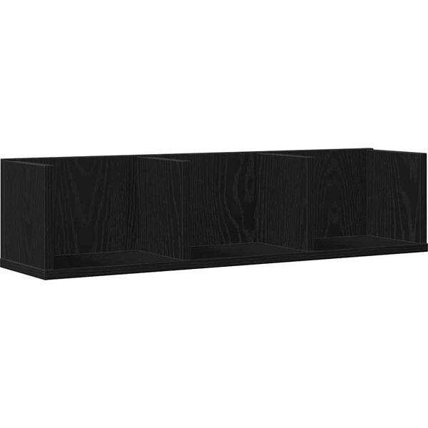 Syfax™ Scaffale Da Parete Con Lo Scaffale Rovere Nero 75 X 18 X 18 Cm-image