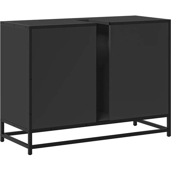 Syfax™ Mobile Lavabo Bagno Nero 60X30X60 Cm Legno Multistrato-image