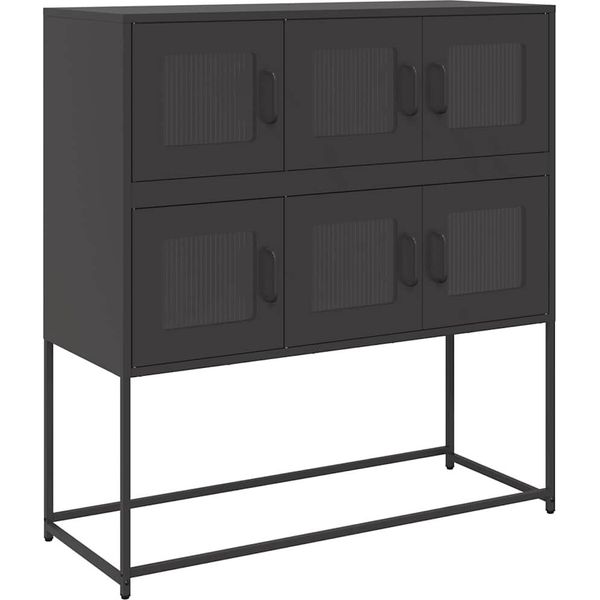 Syfax™ Credenza Nera 100,5X39X107 Cm In Acciaio Laminato A Freddo-image