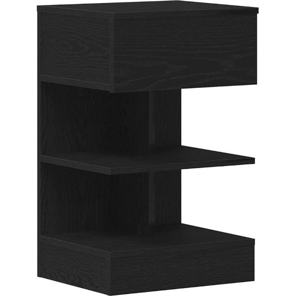 Syfax™ Armadio Da Notte Rovere Nero 40 X 35 X 65 Cm Legno Multistrato-image