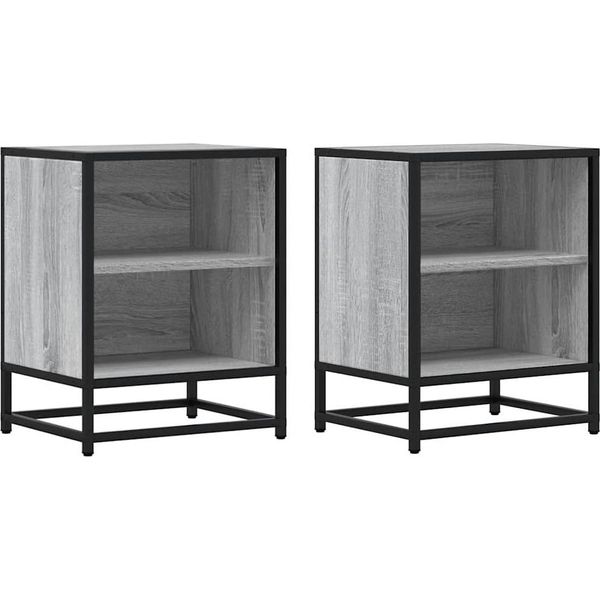Syfax™ Comodini 2Pz Grigio Sonoma 40X31X50Cm Legno Multistrato Metallo-image