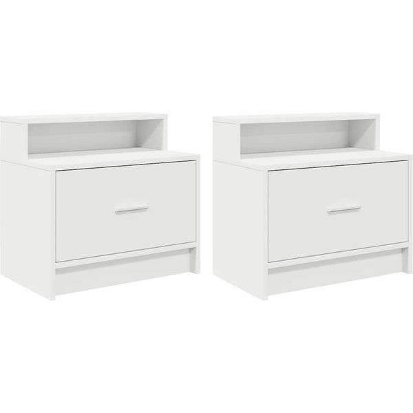 Syfax™ Comodini Con Cassetto 2 Pz Bianco 51X31X47 Cm-image