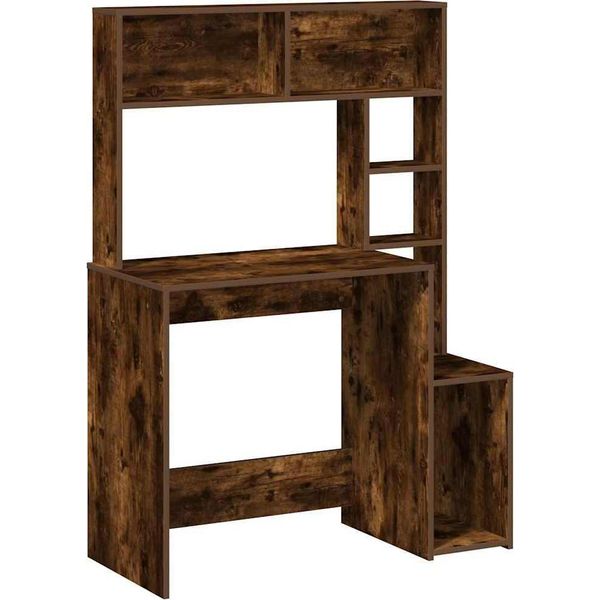 Syfax™ Scrivania Mensole Rovere Fumo 100X45X140 Cm Legno Multistrato-image