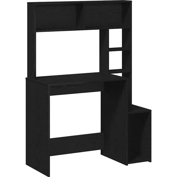 Syfax™ Scrivania Con Mensole Nera 100X45X140 Cm In Legno Multistrato-image