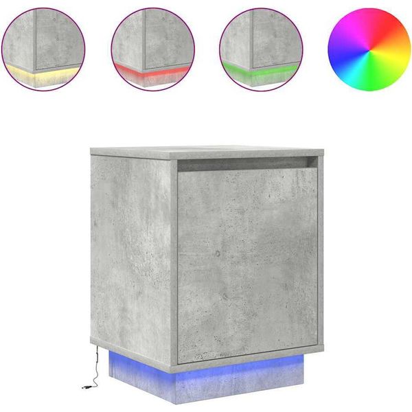 Syfax™ Comodino Con Luci Led Grigio Cemento 38X34X50 Cm-image