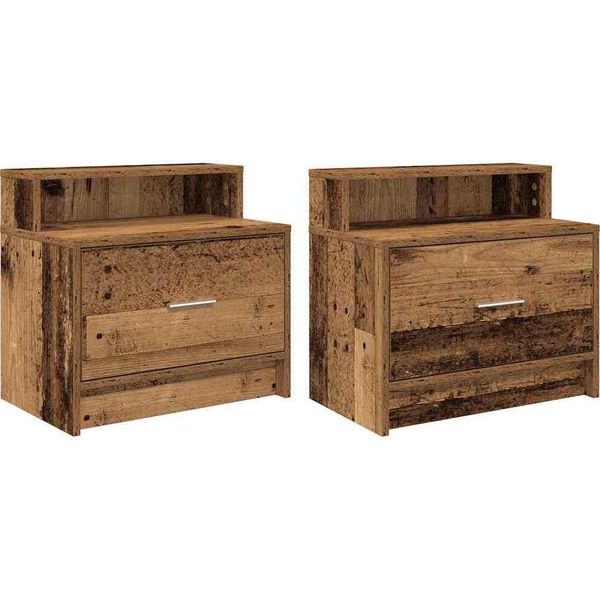 Syfax™ Comodini Con Cassetto 2 Pz In Legno Antico 51X31X47 Cm-image