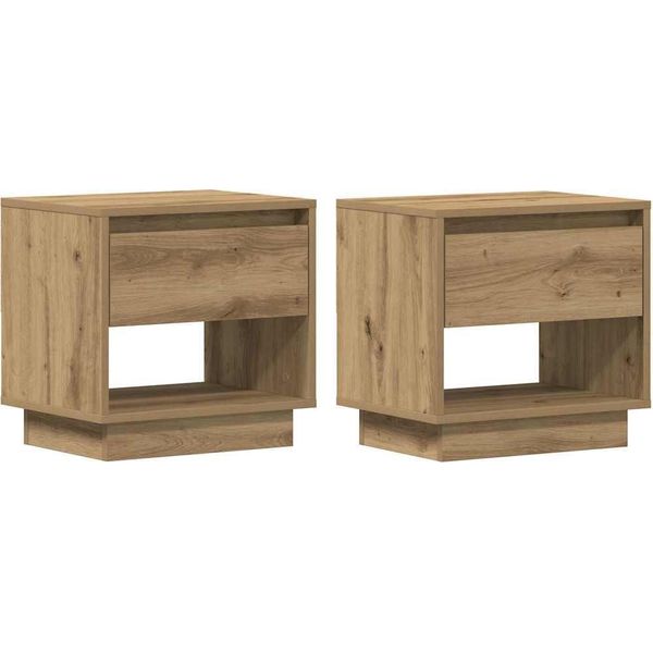 Syfax™ Comodino Con Cassetto 2 Pcs Rovere Artigianale 45 X 34 X 44 Cm-image