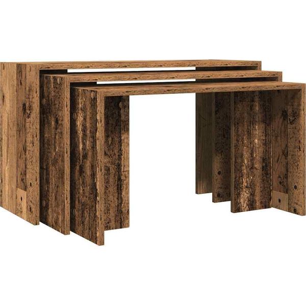 Syfax™ Tavolini Impilabili 3 Pz Legno Antico In Legno Multistrato-image