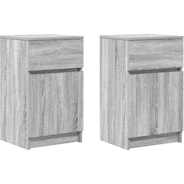 Syfax™ Comodini 2 Pz Grigio Sonoma 39X35X65 Cm In Legno Multistrato-image
