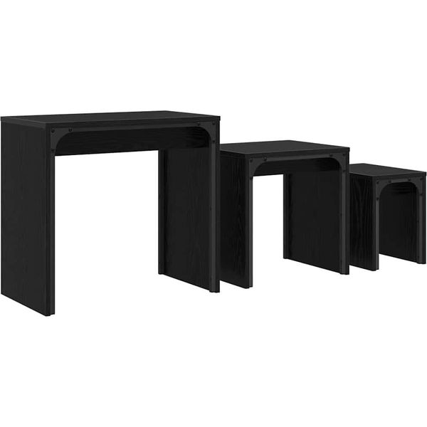 Syfax™ Tavolino Da Salotto 3 Pcs Rovere Nero Legno Multistrato-image
